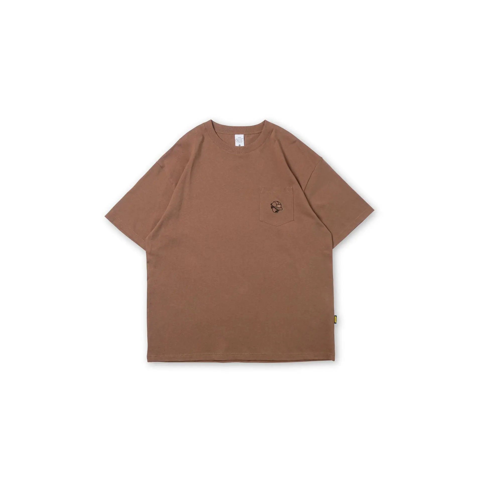 

Men's 2021 spring and summer new loose neutral pocket embroidered round neck short sleeve men's T-shirt 319