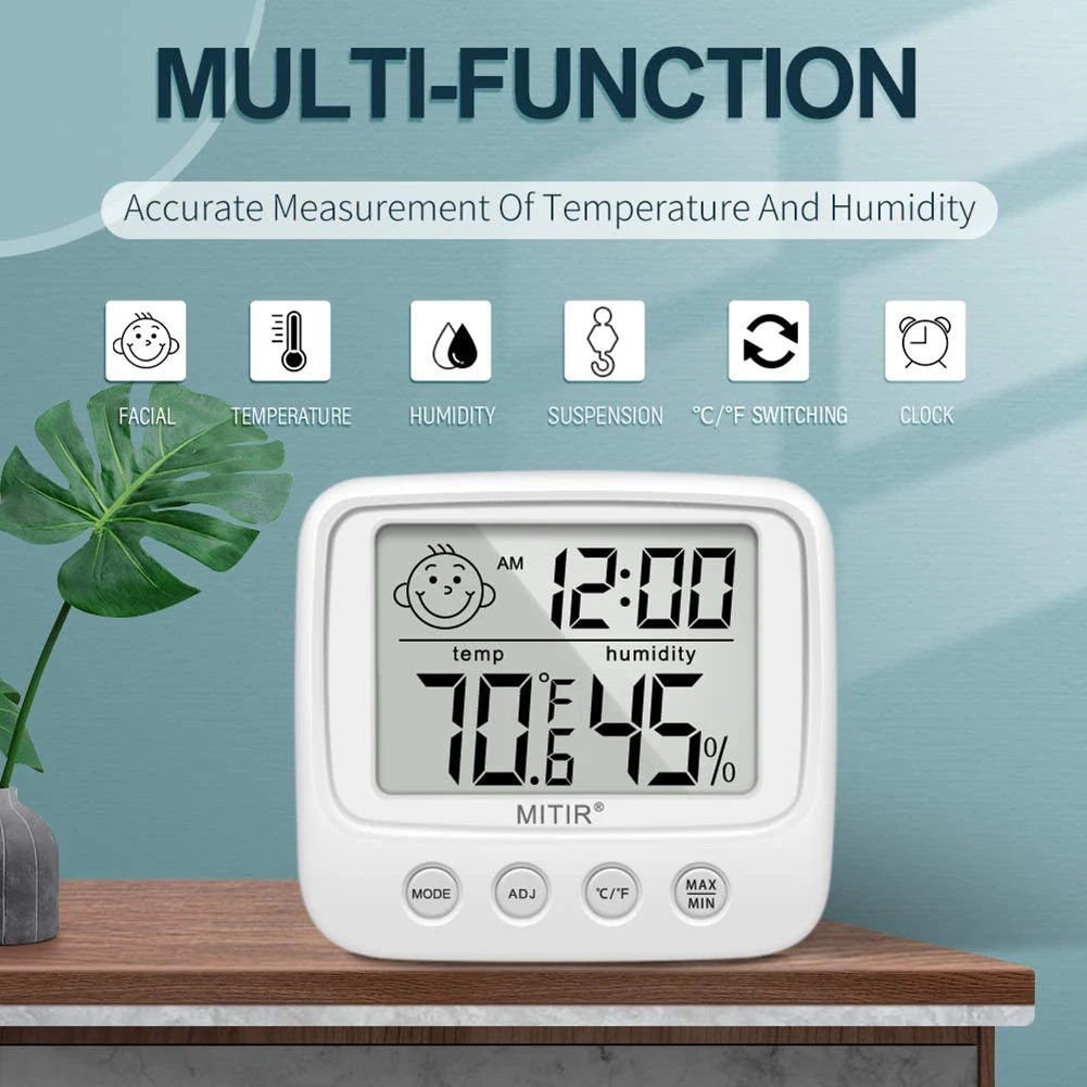 digital temperature humidity clock indoor big lcd electronic thermometer hydrometer meter with stand hygrometer humidity gauge free global shipping