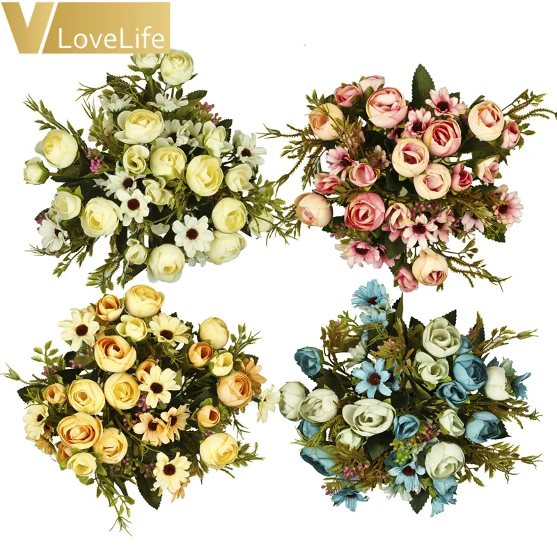 28 см шелковые розы невесты Букет Искусственный цветок для дома Свадебные