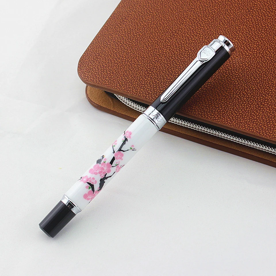 Jinhao 8802 Роскошная авторучка/Шариковые ручки 0,7 мм Металл+ керамика слива цветок синие и черные чернила для Бизнес офиса подарочная ручка