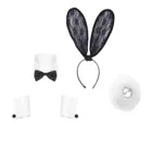 Обруч для волос с кроличьими ушками Женский, пикантный кружевной аксессуар, милый воротник с манжетами и плюшевыми шариками, хвост кролика, для косплея и Хэллоуина