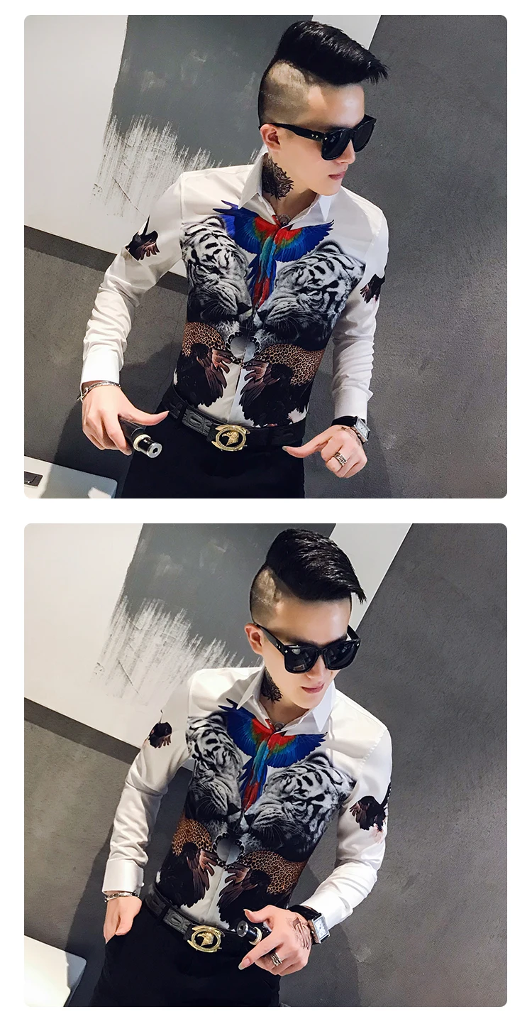 Дизайнерские мужские рубашки с 3D принтом, с длинным рукавом, Camisa Masculina, Повседневная приталенная Мужская рубашка для работы в ночном клубе, уличная рубашка