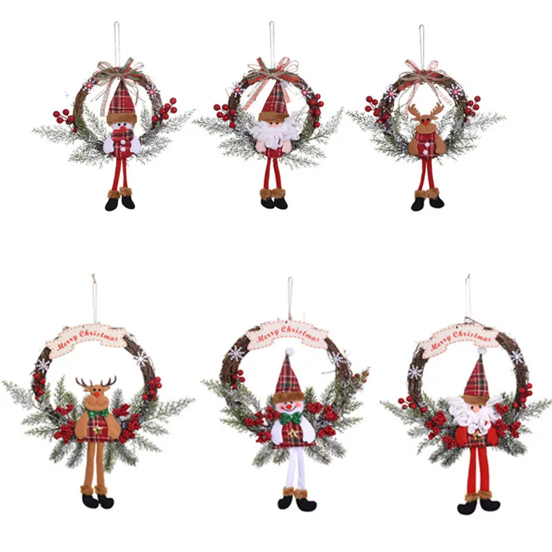 

1pcs Merry Christmas Wreaths for Front Door Small Grapevine Wreath Indoor Winter Holiday Wreaths Front Door Christmas Decoration