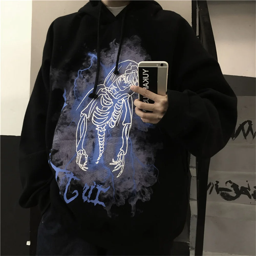 

Fashion Cool Funny Couple Hoodies Casual Harajuku Men Streetwear Tops Long Sleeve Male Hoodies Japanese Hip Hop Loose Tops