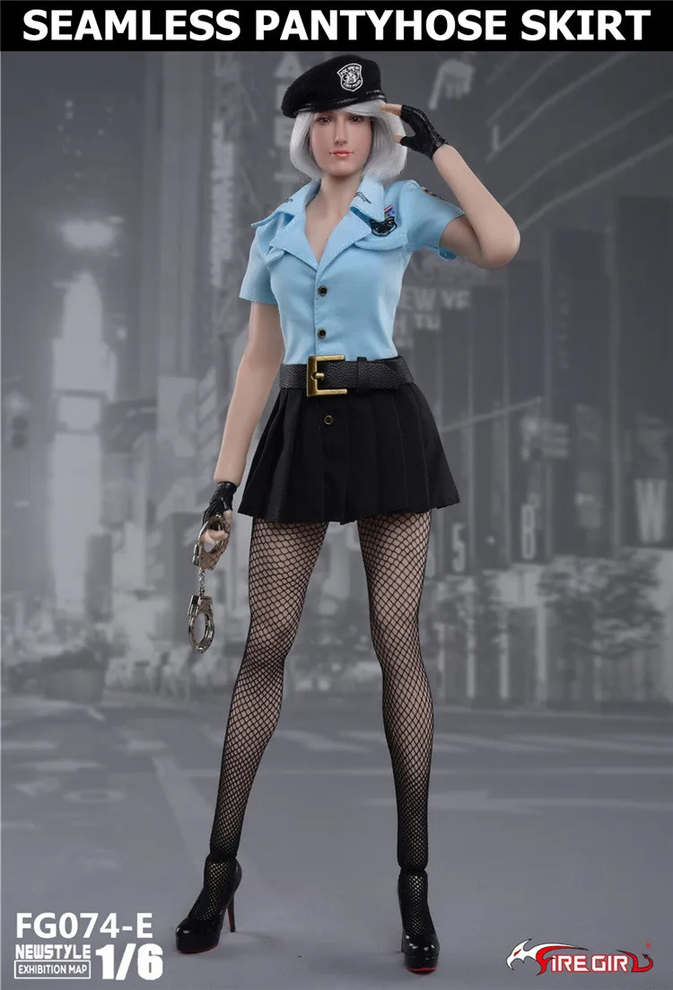 Игрушки сделай сам 1/6 FG074 Женская юбка для полицейских платье с чулками шапочка