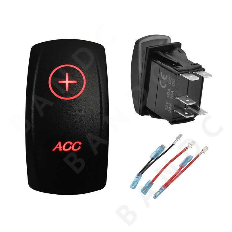 

Jumper Wires Set， ACC 12V 24V Car Boat Caravan Rocker Switches Waterproof Car Buttons Dual Red LED Light Bar Interior Parts