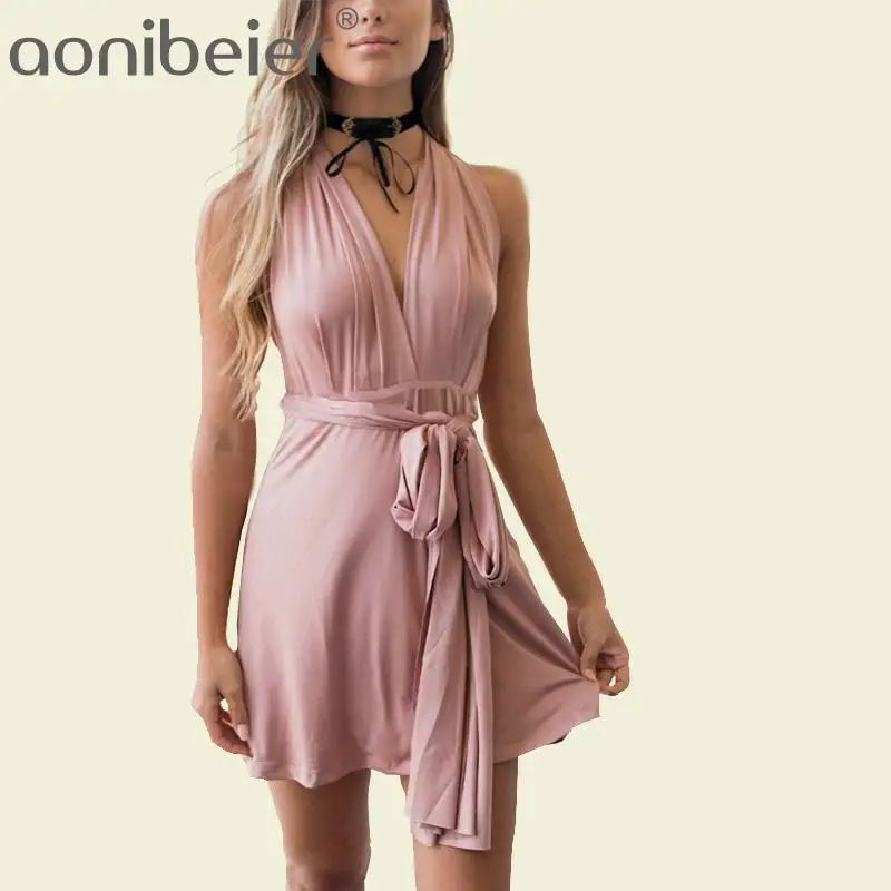 Женское летнее платье трансформер Aonibeier сексуальное мини с запахом
