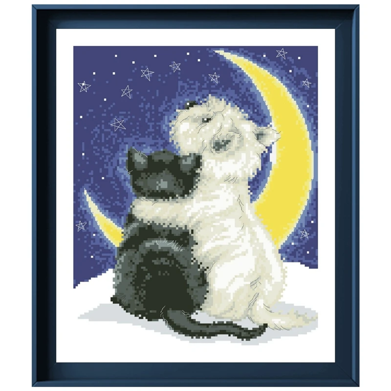 

Dreampattern Happy together cross stitch kits dog cat embroidery needlework sets 18ct 14ct 11ct white cloth DIY handmade