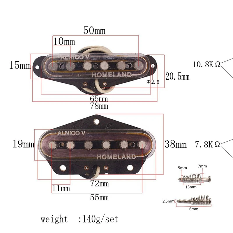Родина Alnico V гитары мост шеи набор Магнитный хамбакер Пикап для Telecaster запчасти