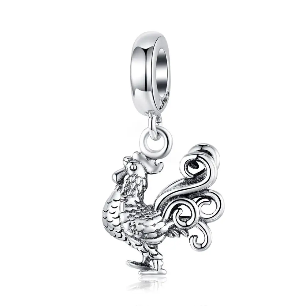Fit Pandora браслет серебро 925 CZ Лебедь петух бусины S925 Красная эмаль деньги кот Ленивец украшения в виде слонов для изготовления ювелирных изделий