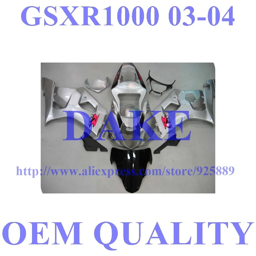 

Injection For SUZUKI GSX-R1000 K3 03 04 GSX R1000 K3 Silver B89877 GSXR1000 2003 2004 GSXR1000 Fairing Kit