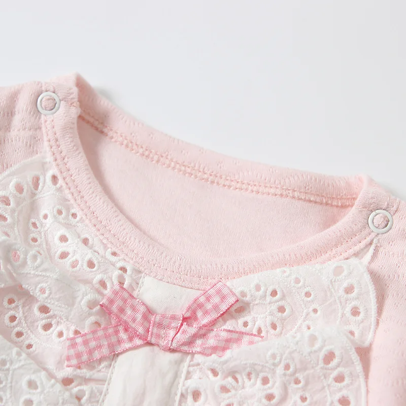 Новый весенне-осенний комбинезон для маленьких девочек с кружевным бантом