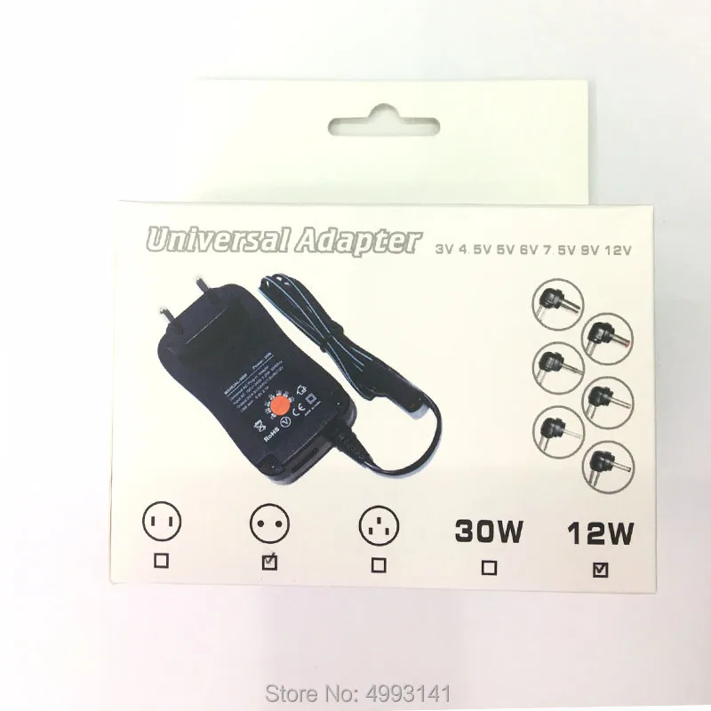 

1PCS 3V 4.5V 5V 6V 7.5V 9V 12V 1A Adjustable Power Adapter EU Plug AC/DC Charger Universal 12V 1000mA Switching Power Supply 12W
