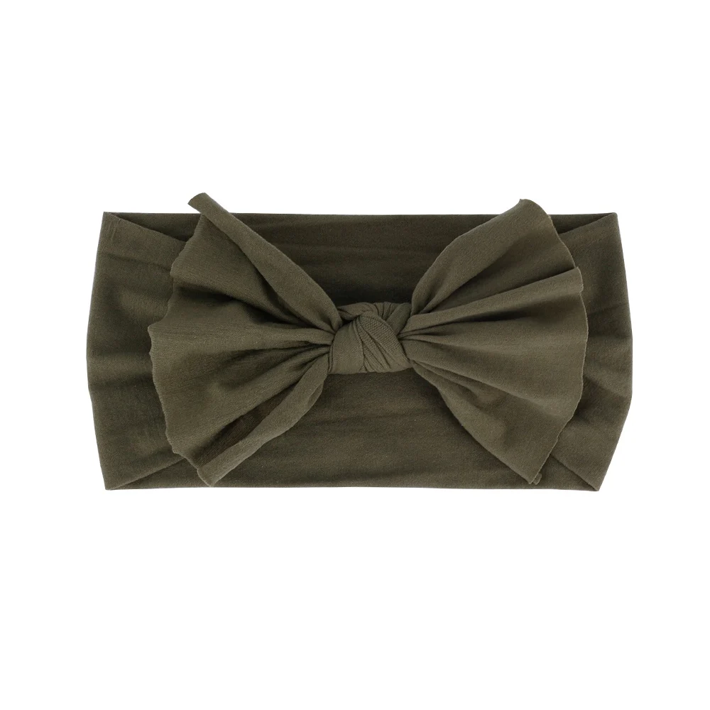 Army green От 0 до 3 лет, Милая-фиолетоваяюбка из нейлона для девочки с бантом и повязка на голову для малышей детей мягкой эластичной тюрбаны для девочек повязка на голову, аксессуары для волос - Цвет: Army green