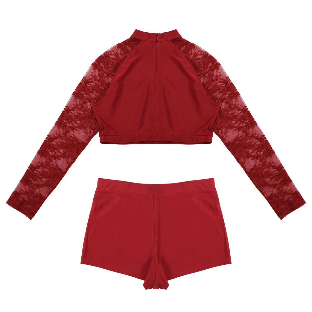 Женский костюм для танцев из двух предметов Кружевной укороченный Топ с длинным