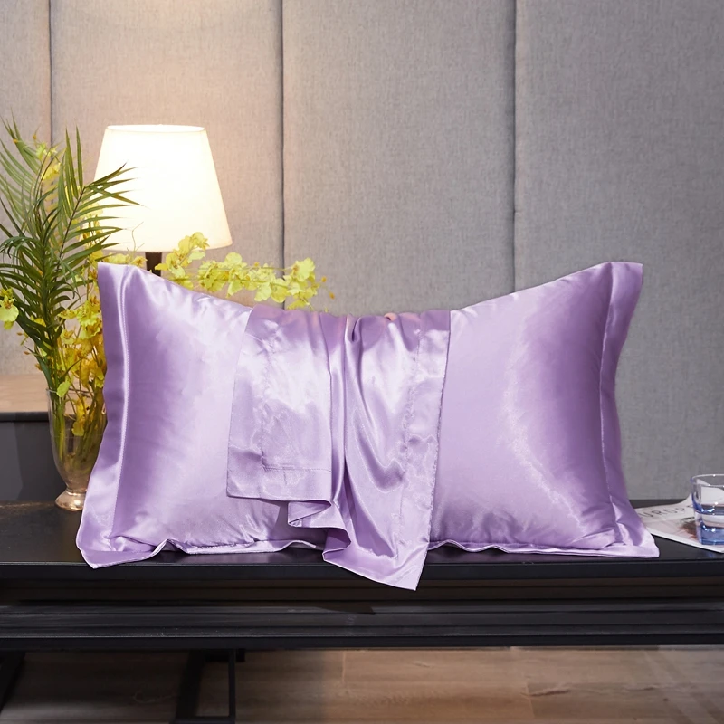 

2Pcs Mulberry Silk Pillows Case Solid Color Soft Cushion Cover Home bed Decor Pillowcase Luxury Ice silk Pillow Cases 48x74cm