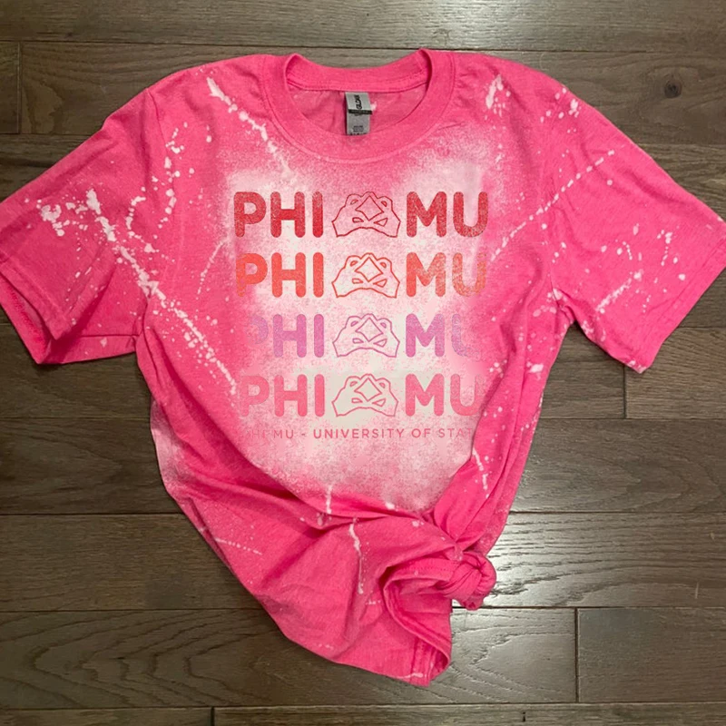 

Phi Mu T-shirt Fashion tie-dye printed round neck short-sleeved T-shirt