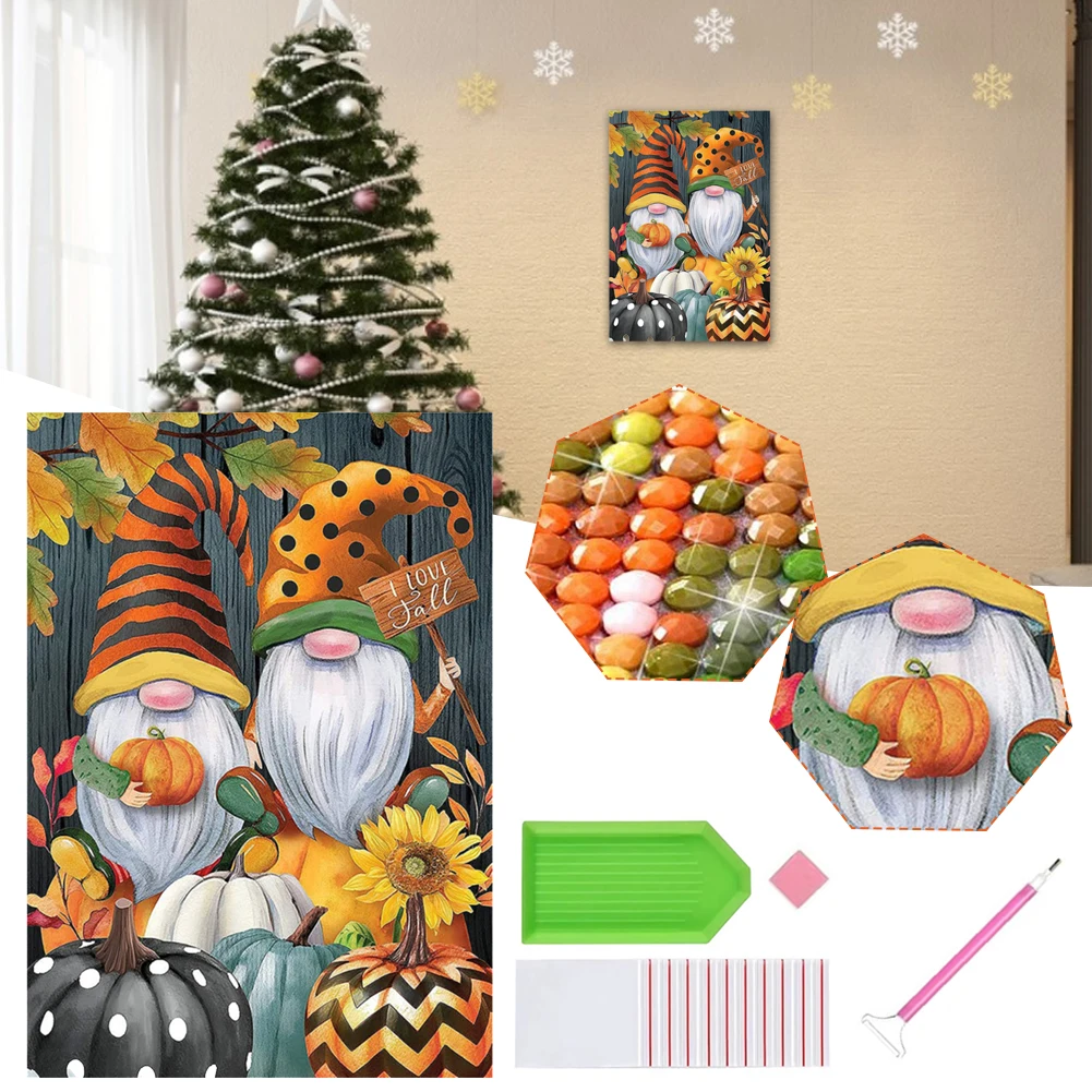 

Diamond Painting Kit DIY Full Round Drill Diamond Art Gnomes Pumpkins Painting Crafts for Home Wall Room Decor Art Accessories