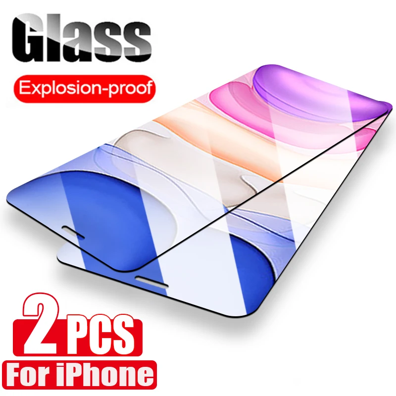 

Закаленное стекло с полным покрытием для iPhone 7 8 Plus 6 6s 5 5s se 2020, Защита экрана для iPhone 12 mini 11 Pro X Xr Xs Max, стекло