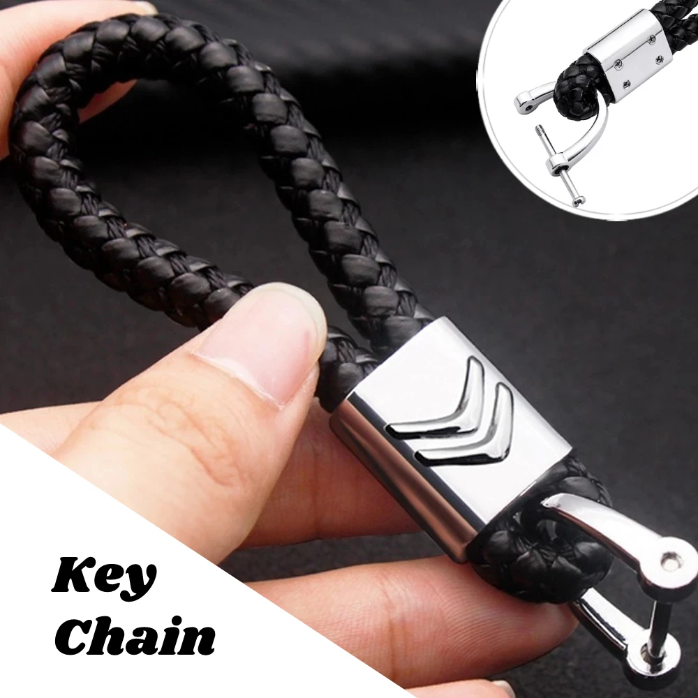 

Fashion Car Leather Braided Rope Keychain Metal Keyring Alloy Key Holder For Citroen C4 C1 C3 C6 C5 C8 DS C-ELYSEE VTS C4l
