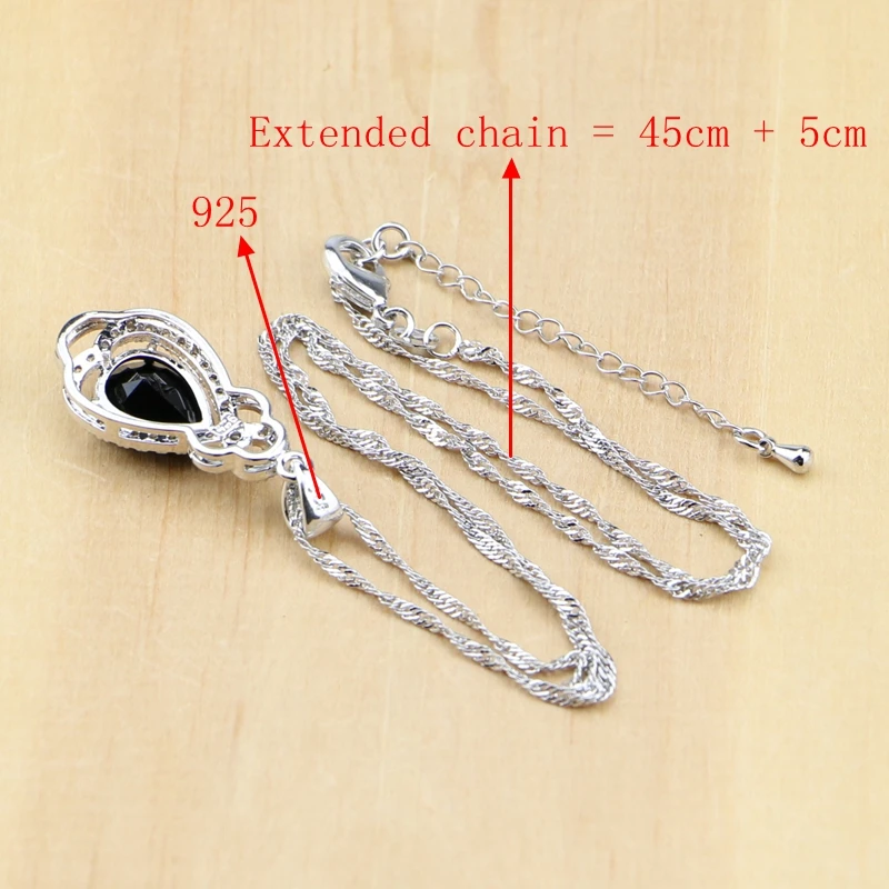 925 серебряные свадебные украшения черного цвета с цирконием ювелирное изделие