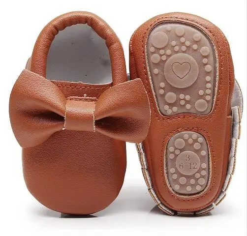 Мокасины с жесткой подошвой для малышей милая обувь бантом первых шагов из