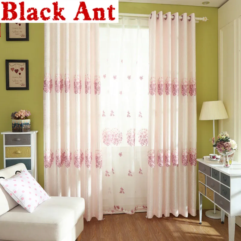 Романтичные розовые шторы с цветочной вышивкой тюлевые занавески тканевые для