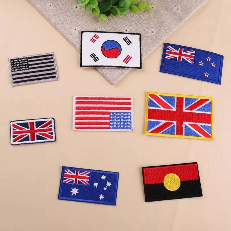 UK USA Iseal Australia Greece National Flags Embroidery Patches Sew On Iron Patch Badge for Baby Hats Clothes Fabric Applique | Детская