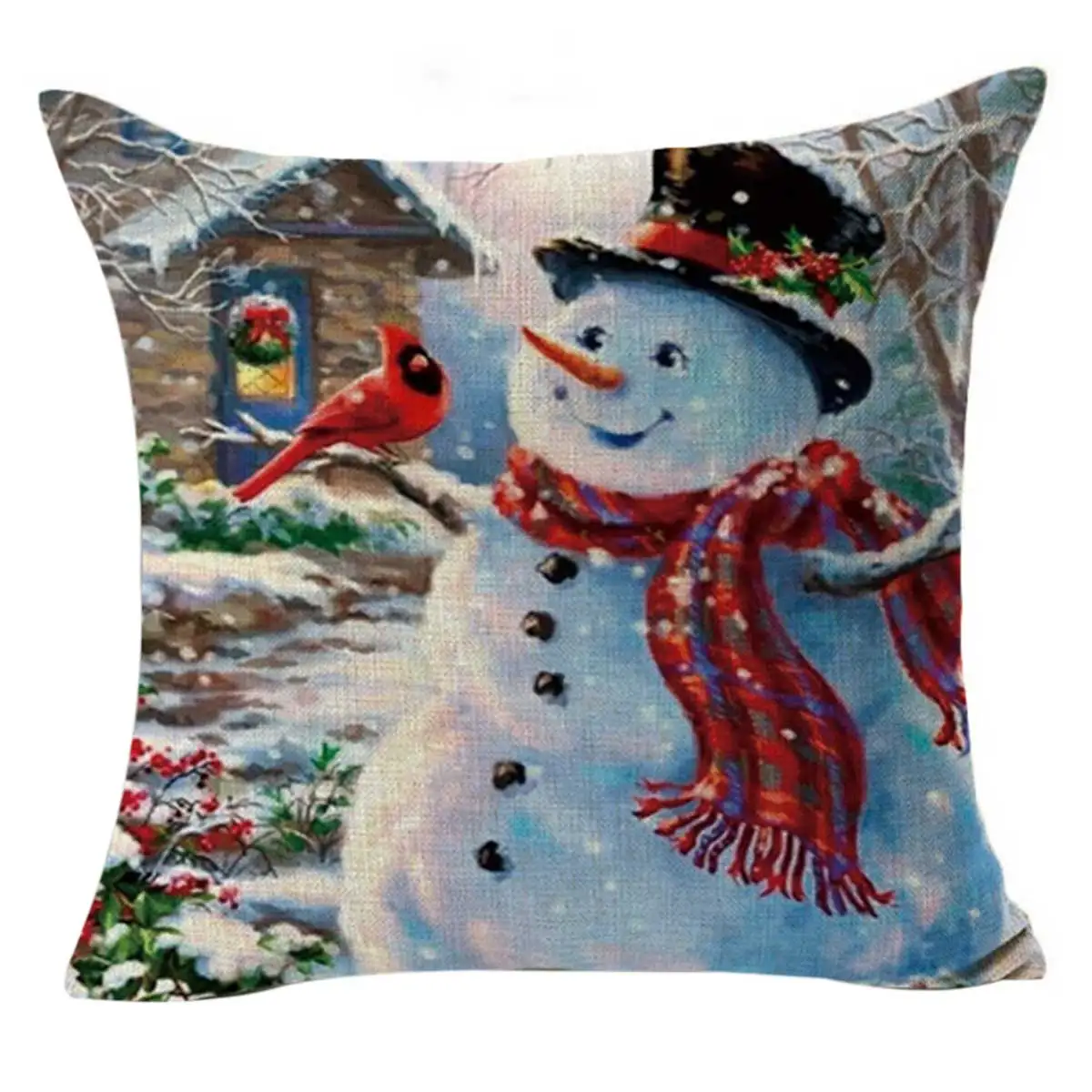 Рождественские наволочки 18x18 дюймов винтажные декоративные льняные Квадратные с