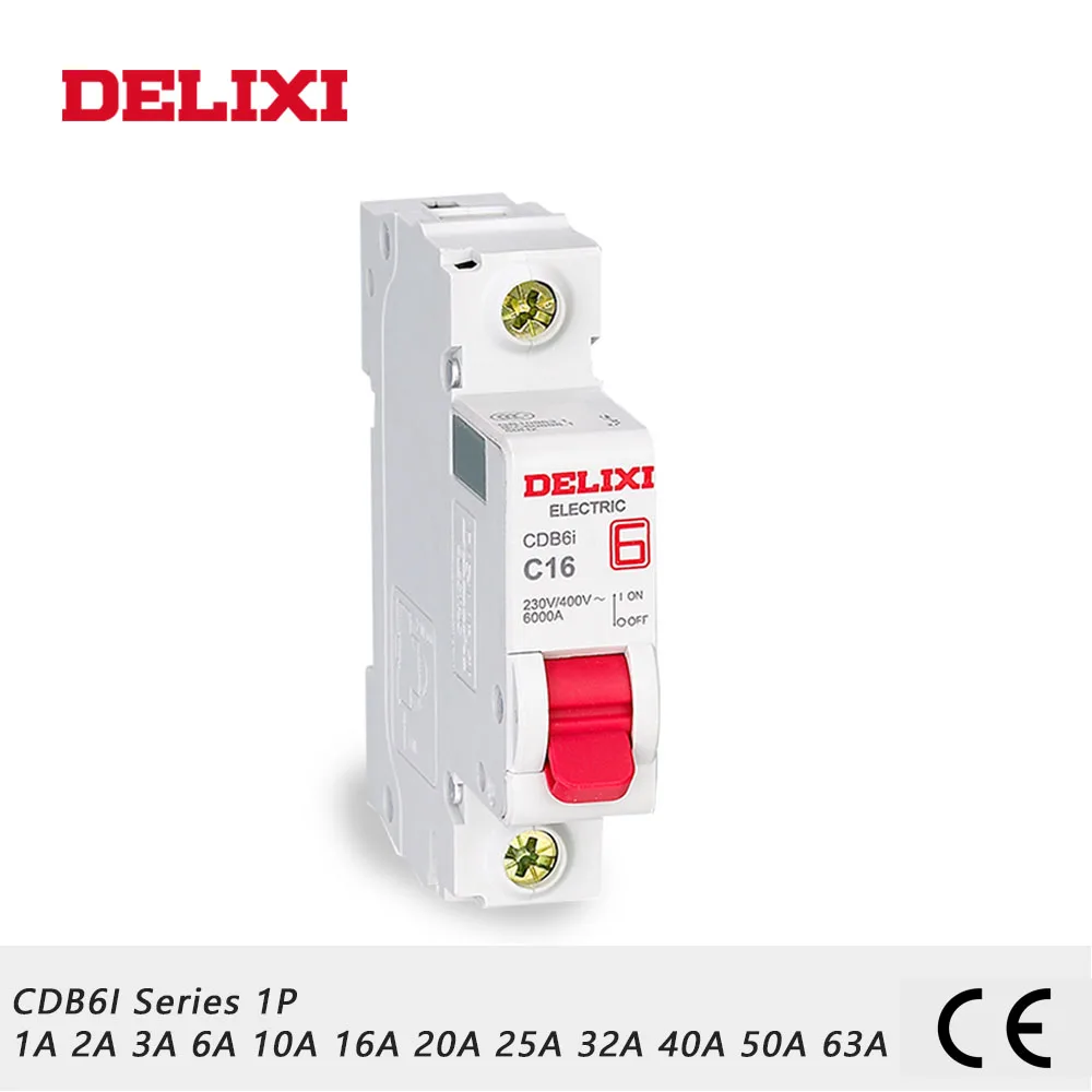 Автоматический выключатель DELIXI CDB6i 1P 230 В 1 А 2 3 6 10 16 20 25 32 40 50 63 Гц|Автоматические