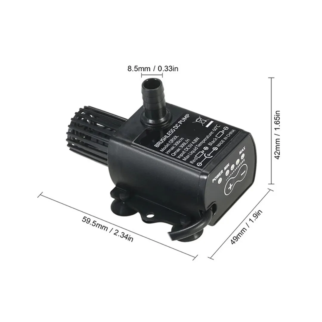 

Brushless Water Pump Ultra-quiet Mini USB DC 5V 4.8W 300L/H Waterproof Fountain Pump Permanent Magnetic Rotor