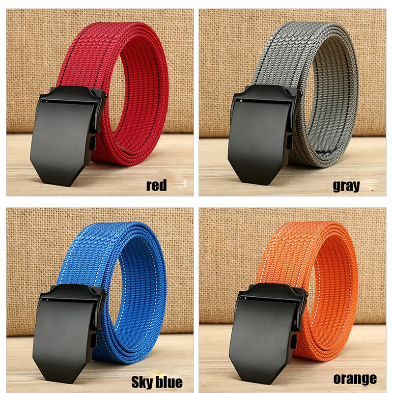 

Luxury Good quality canvas casua Knitted nylon belt alloy Buckles Belts Army Tactics design for men belt 120cm male strap 28