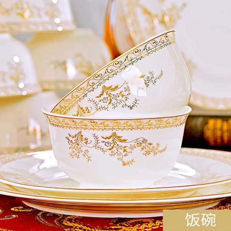 Jingdezhen ceramics chinese dishes dish set Tableware посуда Soup Bowl Salad Noodles Bowl Plate Dinnerware Sets  13 pcs