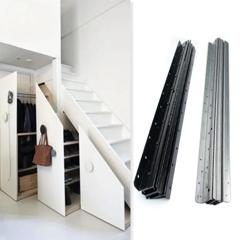 

2PCS Drawer Runners Sliding Track Stairwell Storage Cabinet Push and Pull Sliding Track Furniture Hardware