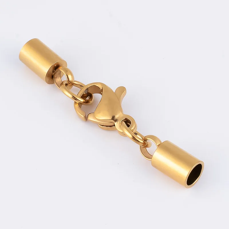 5 шт./лот застежка-карабин из нержавеющей стали обжимные Концевики для кожи