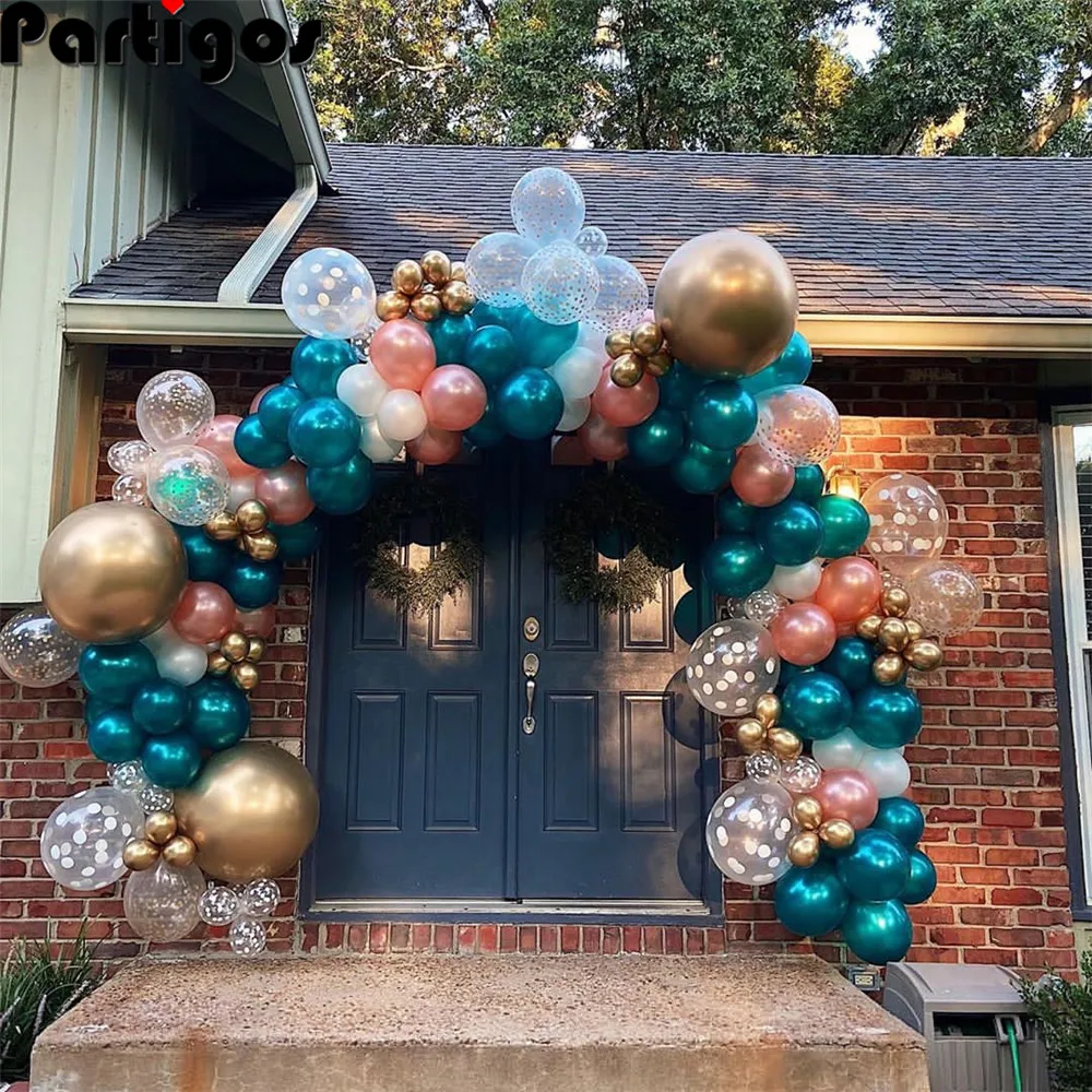 

105pcs Teal Blue Chrome Metal Balloon Garland Arch Event Party Foil Balons Weding Baby Shower Birthday Party Decor Kids Adult