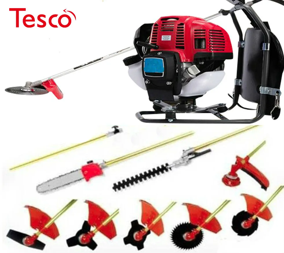 

52cc 10 in 1Multi Lawn mower Backpack Long Reach Pole Chainsaw, Petrol Chain Saw Brush Cutter Pruner tree