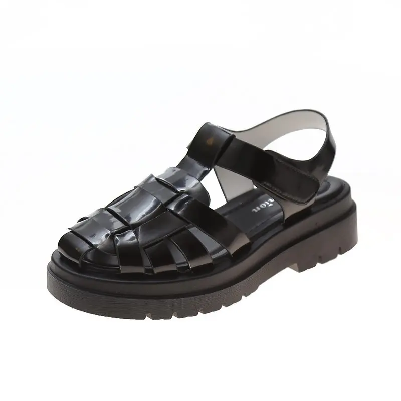 

New Rome Women's Sandals 2021 New Flat Shoes Round Toe Leather Holiday Beach Shoes Woman Comfort Thick Sole Sandalias Mujer