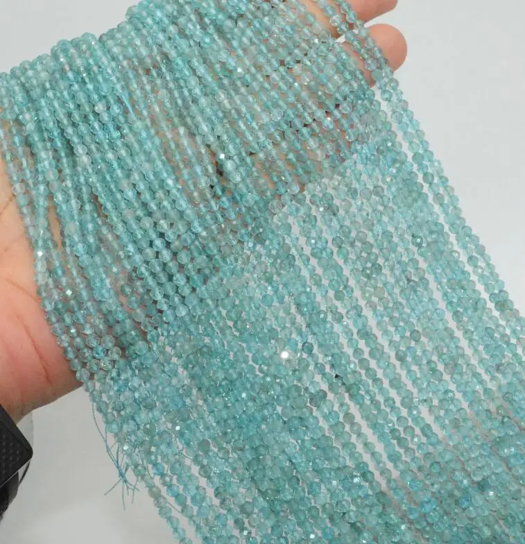 Lighter Blue Apatite Натуральный Полудрагоценный круглый ограненный камень Бусины 3 мм-тансанит/Лапис/Малахит/хризопраз/диопсид/Аквамарин - Цвет: Lighter Blue Apatite