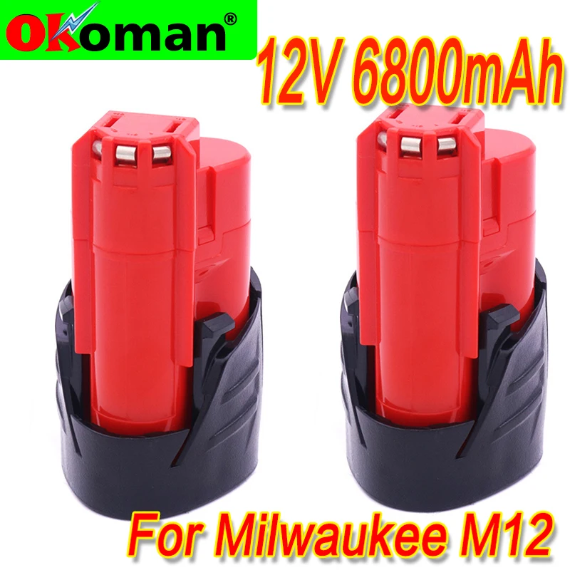 Высокоемкостная 12V 6800mAh Литий-ионная аккумуляторная батарея для перезаряжаемого электроинструмента Milwaukee M12 48-11-2401 48-11-2440 L50.