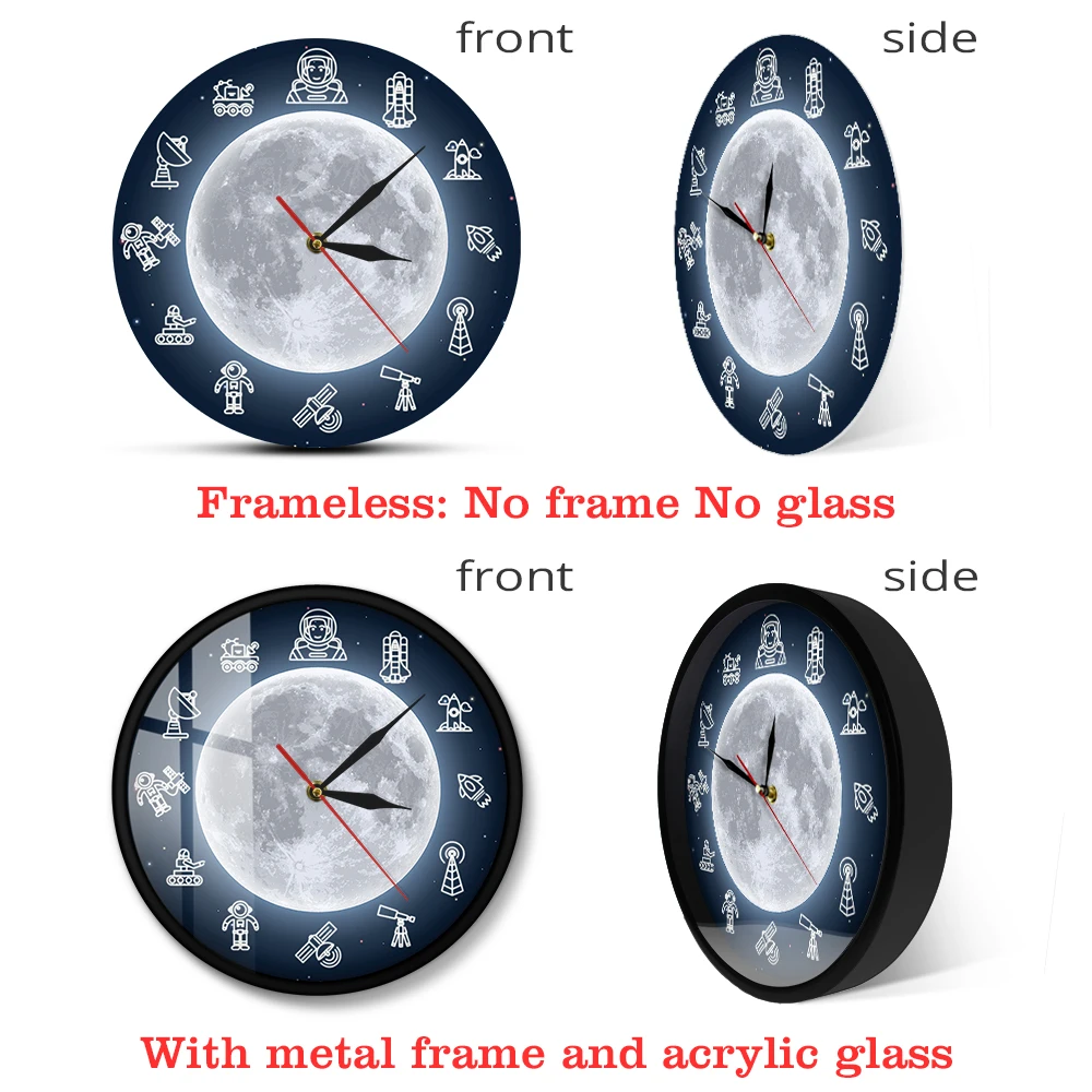Современные настенные часы с космосом путешествиями луной астронавтом круглыми