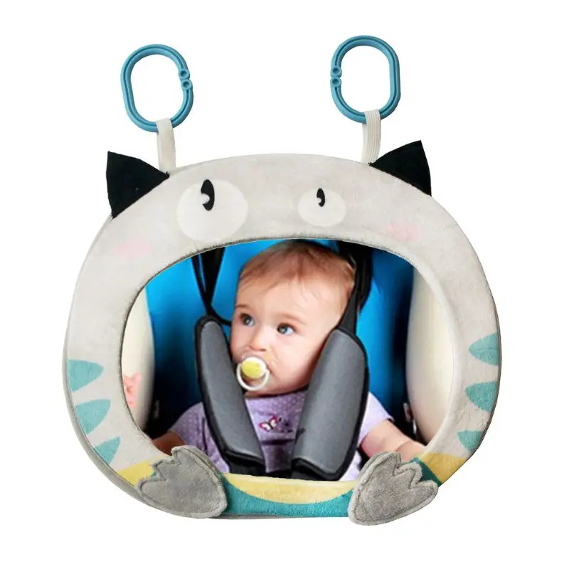 

H05C Car Baby Rearview Mirror Wide View Rear Adjustable Safety Seat Back Mirrors Infants Cartoon Toys