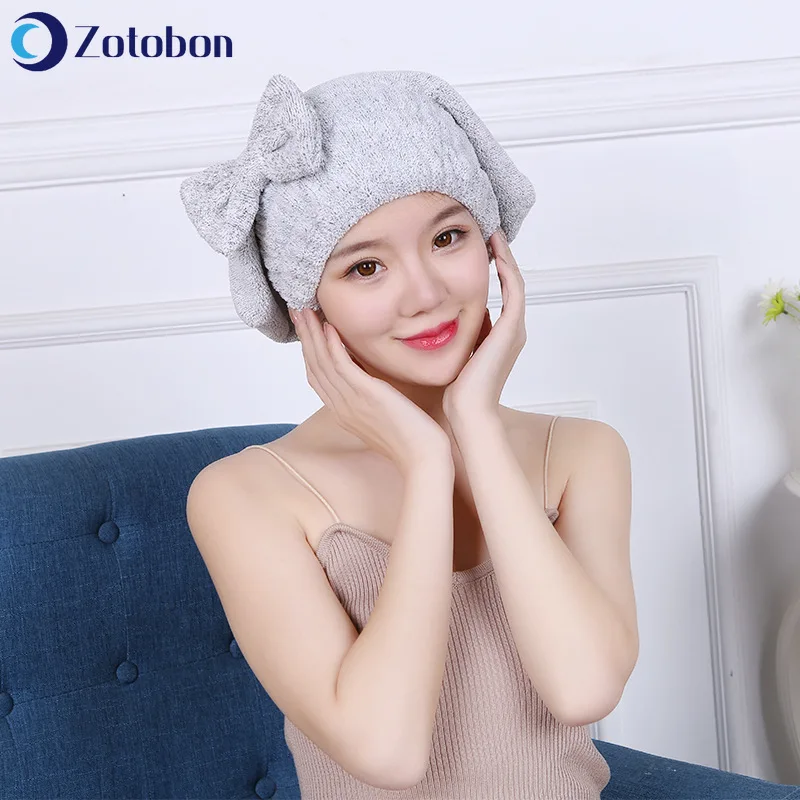 ZOTOBON быстросохнущее полотенце из микрофибры банное с бантиком шапочка для ванной