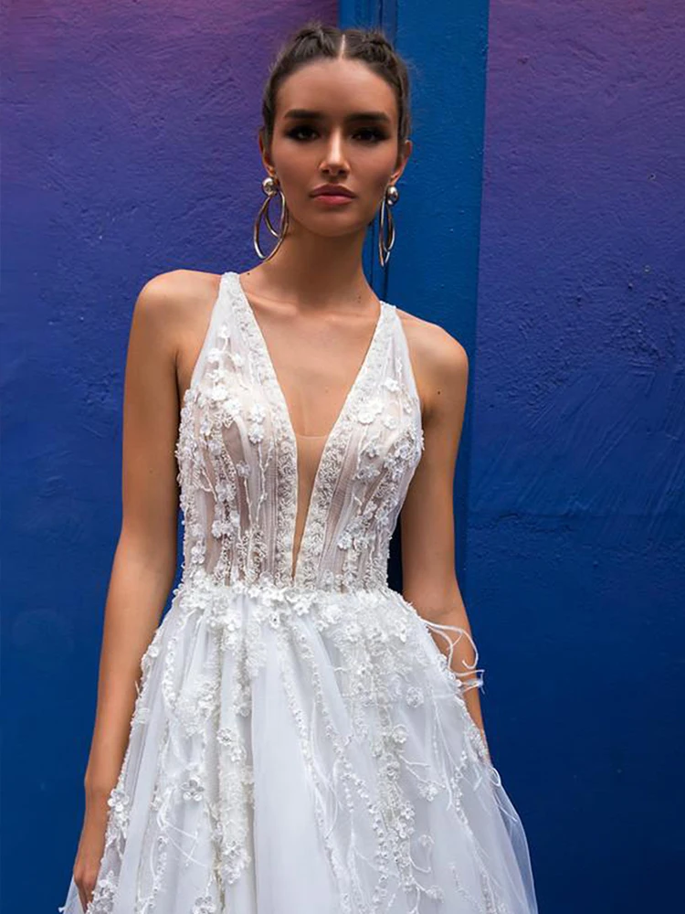 

BAZIIINGAAA Simple Wedding Dress Lace Little Beading Strapless Dress Luxury Wedding Gowns Bridal Can Be Washed Bride Dresses