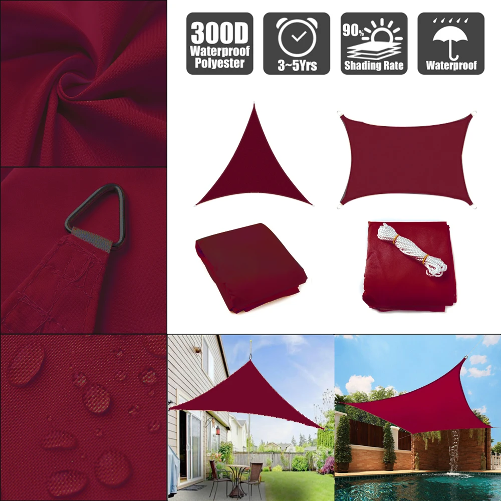 

Водонепроницаемый квадратный прямоугольный навес из полиэстера винно-красного цвета, 300D, навес от солнца, для улицы, патио, лужайки, бассейн...