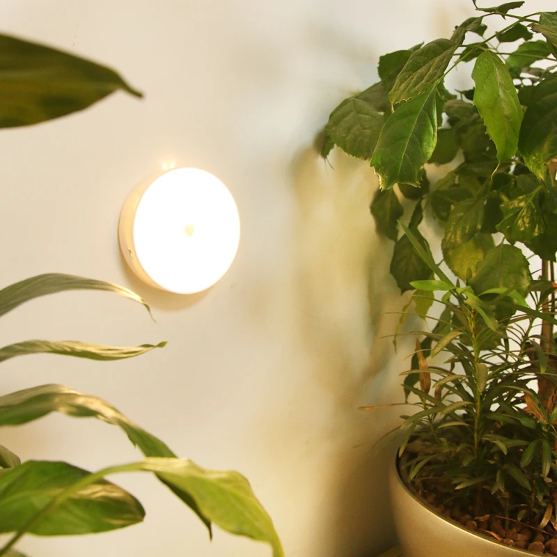 

Motion Sensor LED Night Light USB Rechargeable Energy-saving Bedroom Stairs Intelligent Body Induction Lamp Warm Light