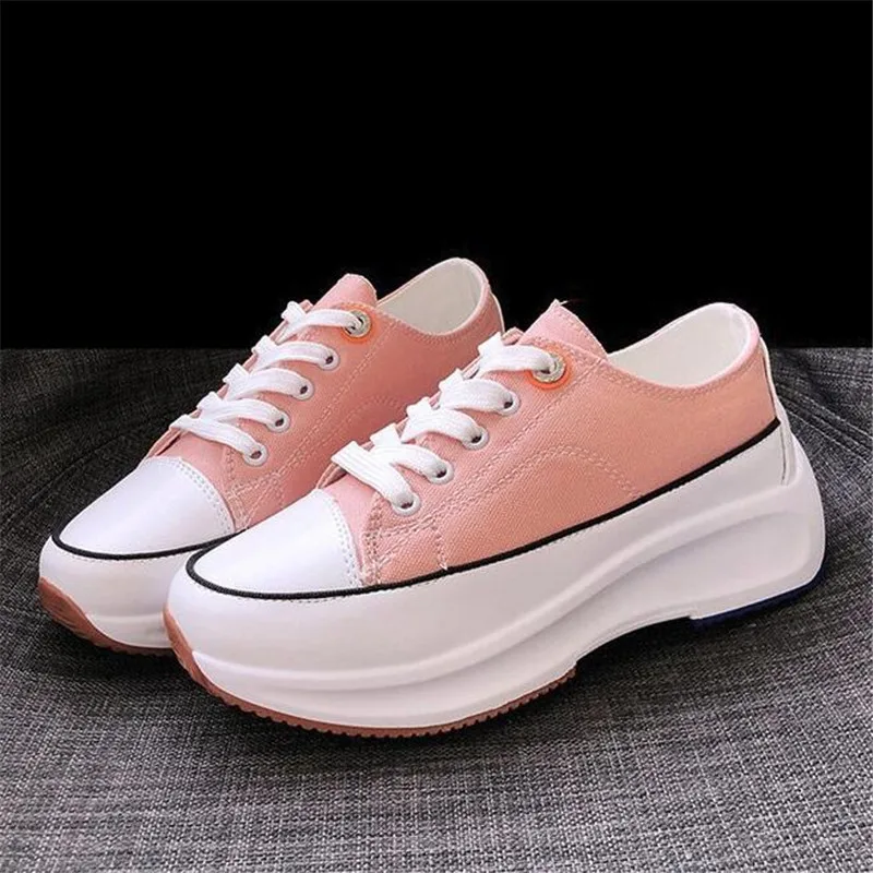 

2019 new spring and summer women's sports shoes fashion increased breathable platform canvas ladies casual shoes Z409