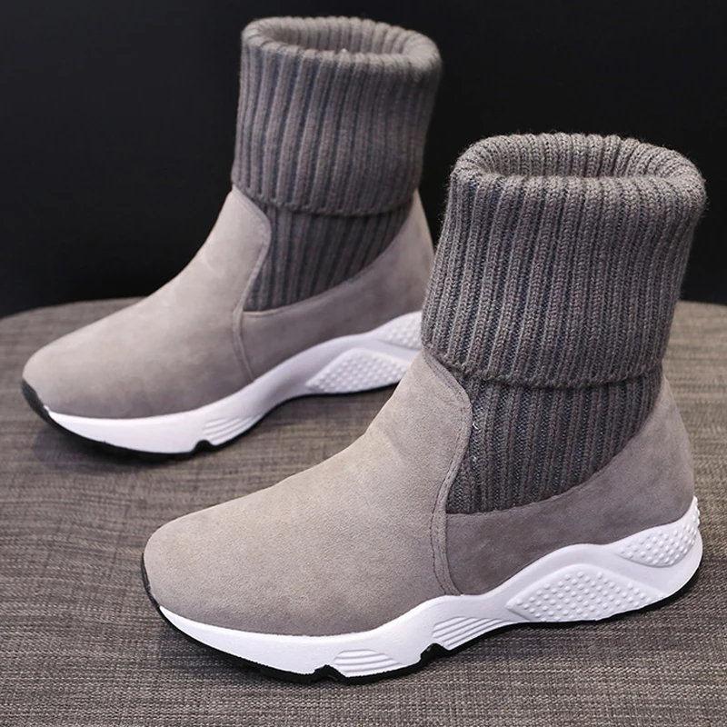 Женские зимние ботинки Обувь на платформе с Плюшевым Мехом Botas Замшевая обувь 2020