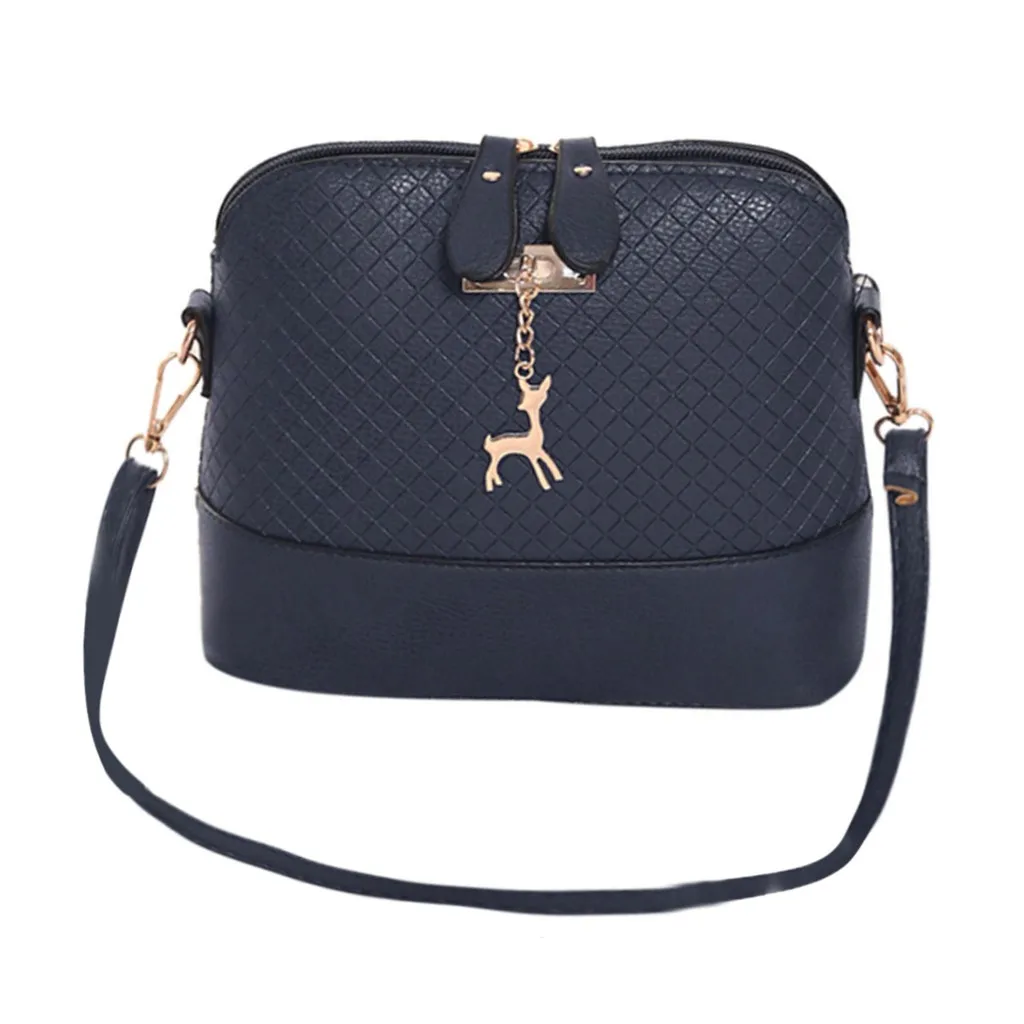 

New Female Bags Quality Pu Leather Soft Face Women Bag Wild Shoulder Messenger Bag Shell Bag Pendant Cute Deer Crossbody Bags #s