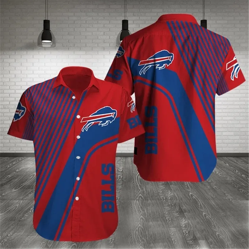 

2021 Unisex Buffalo fashion men's 3D Bills shirts Casual striped tops